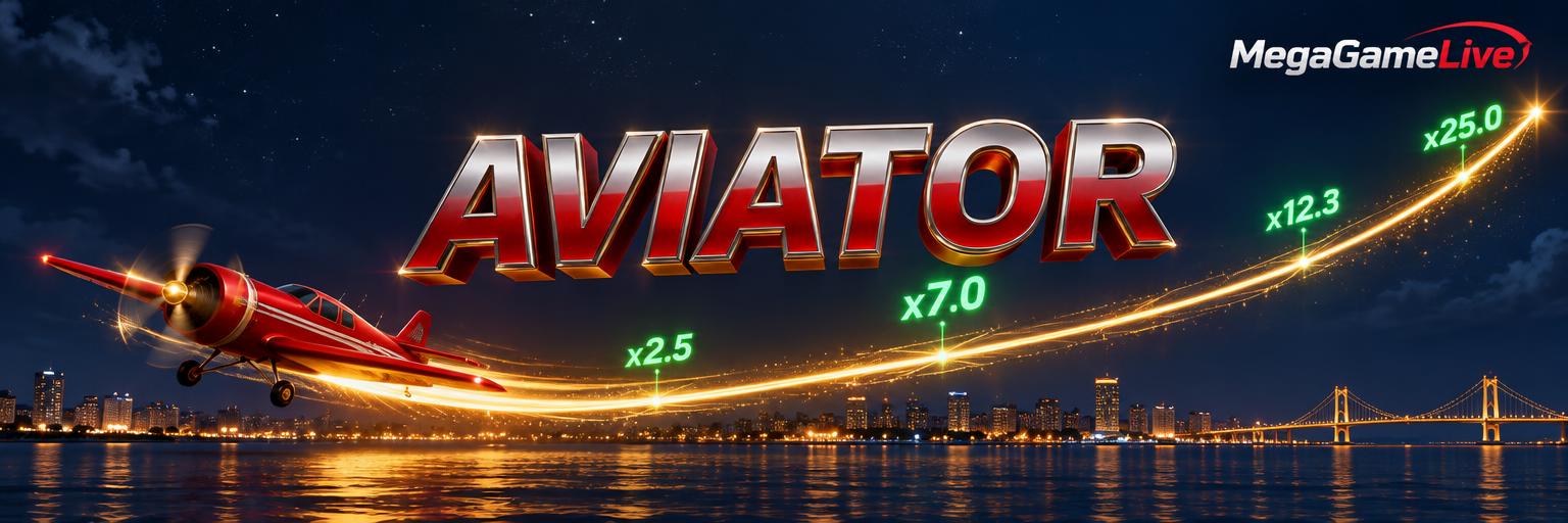 Aviator — Avião vermelho do Aviator a sobrevoar a cidade à noite com multiplicadores